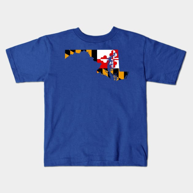 Maryland: State Flag Kids T-Shirt by ziafrazier